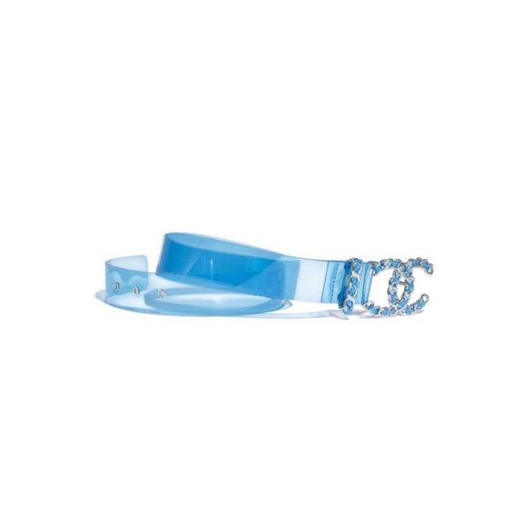 Authentic Chanel CC Logo Runway Blue PVC Belt  Sz.80 - New - Picture 10 of 10